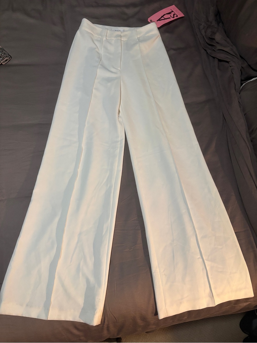 MILLY White High-Waist Wide-Leg Pants